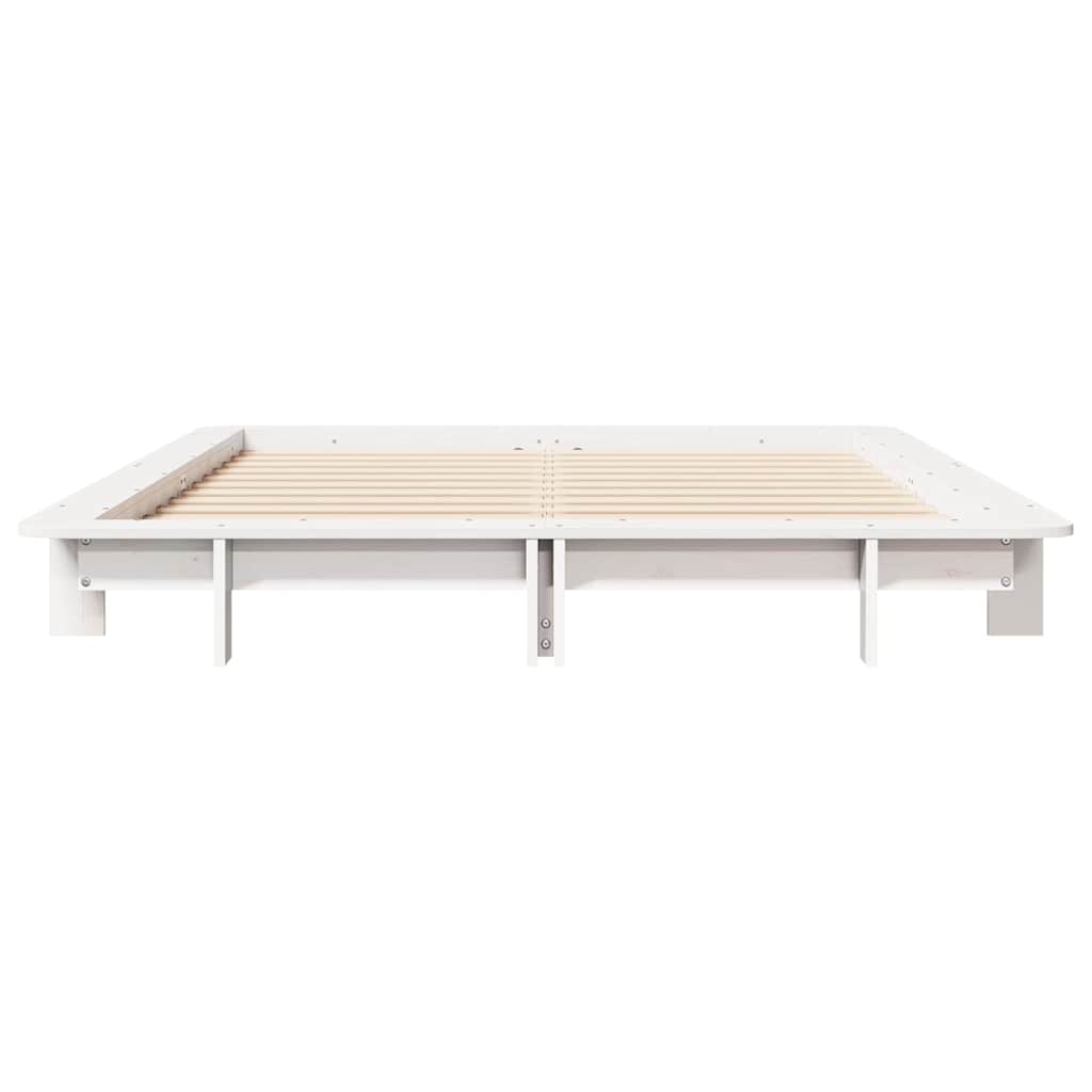 Cama sem colchão 150x200 cm madeira de pinho maciça branco