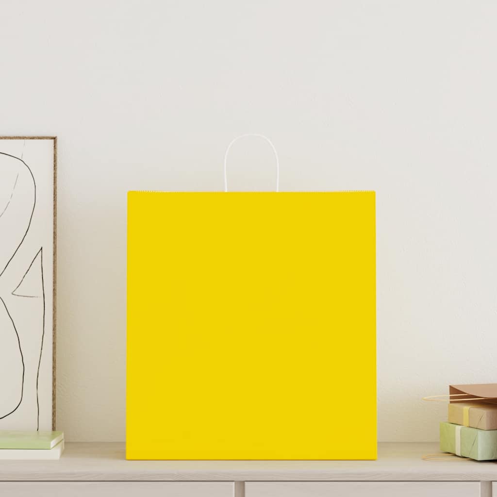 Sacos de papel 250 unid com alças amarelo 45x17x48 cm