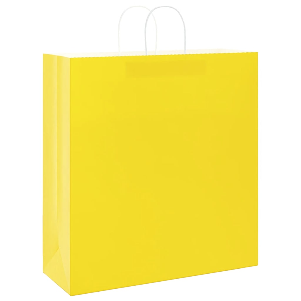 Sacos de papel 250 unid com alças amarelo 45x17x48 cm