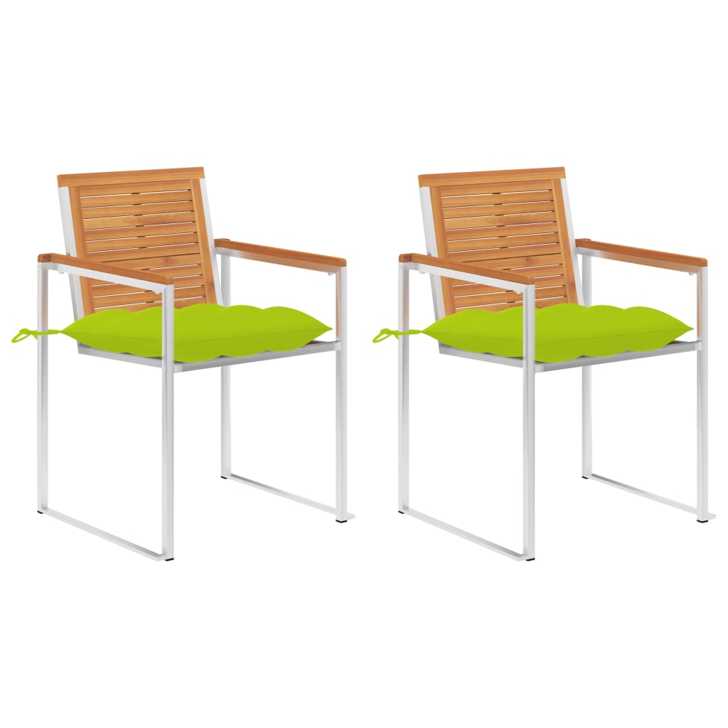 Cadeiras de jardim com almofadões 2 pcs acácia maciça e aço