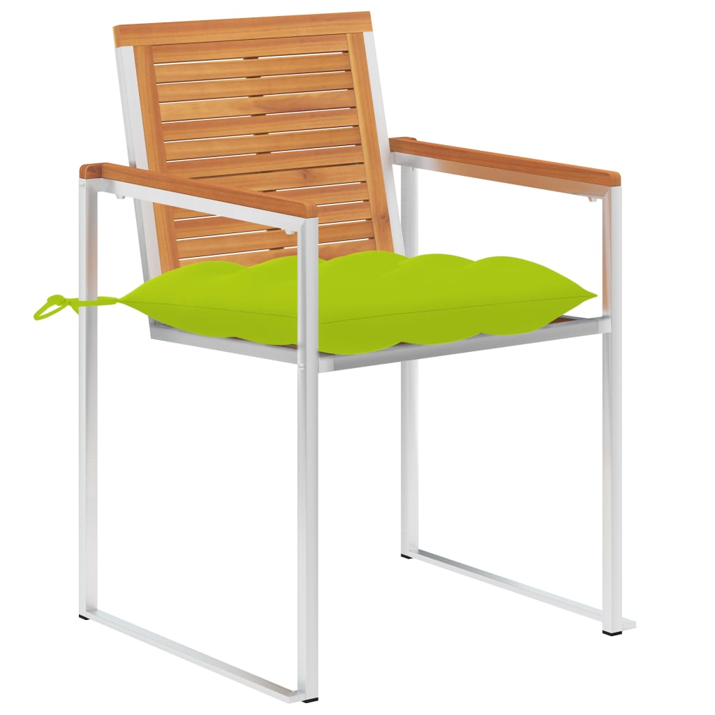 Cadeiras de jardim com almofadões 2 pcs acácia maciça e aço