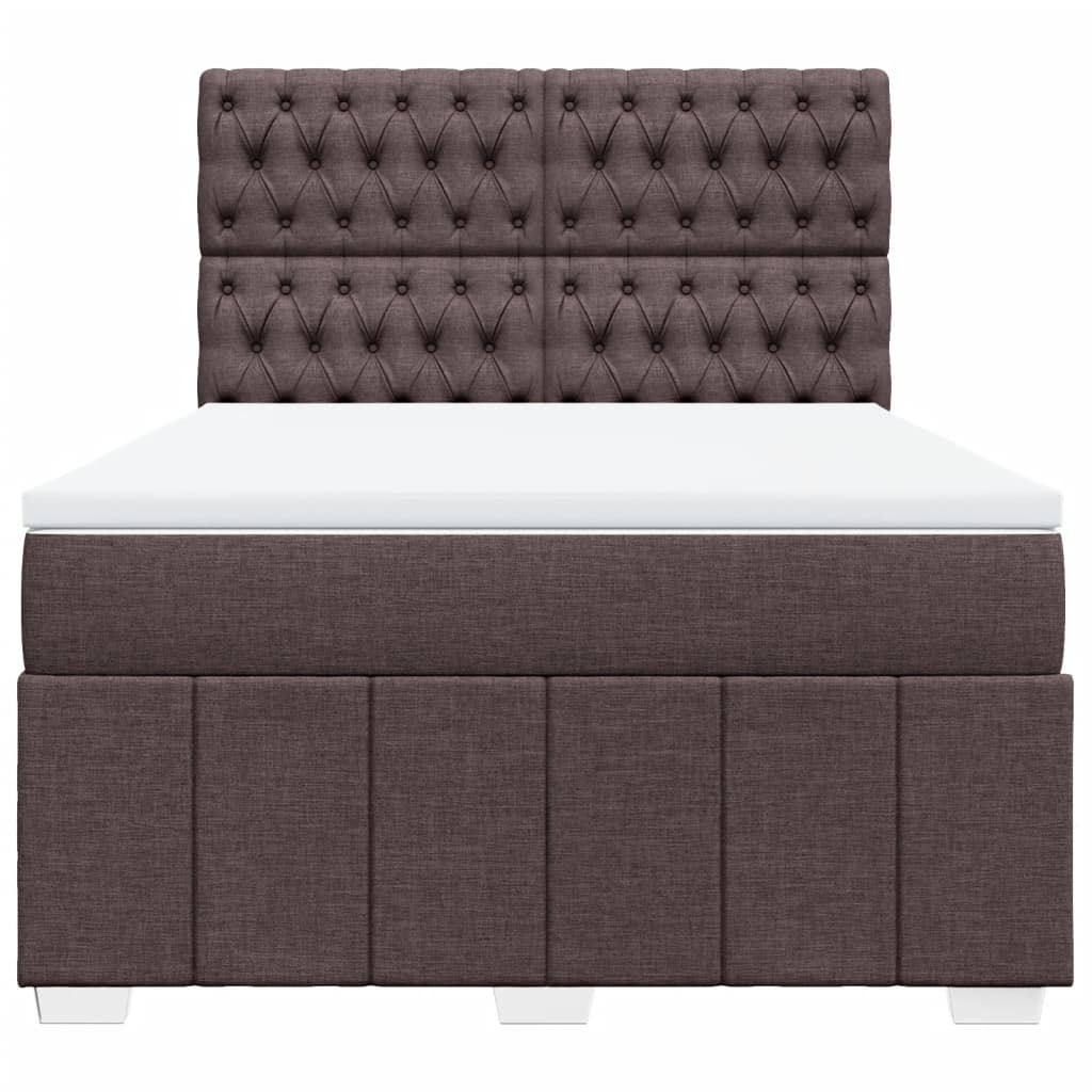 Cama com molas/colchão 140x200 cm tecido castanho-escuro
