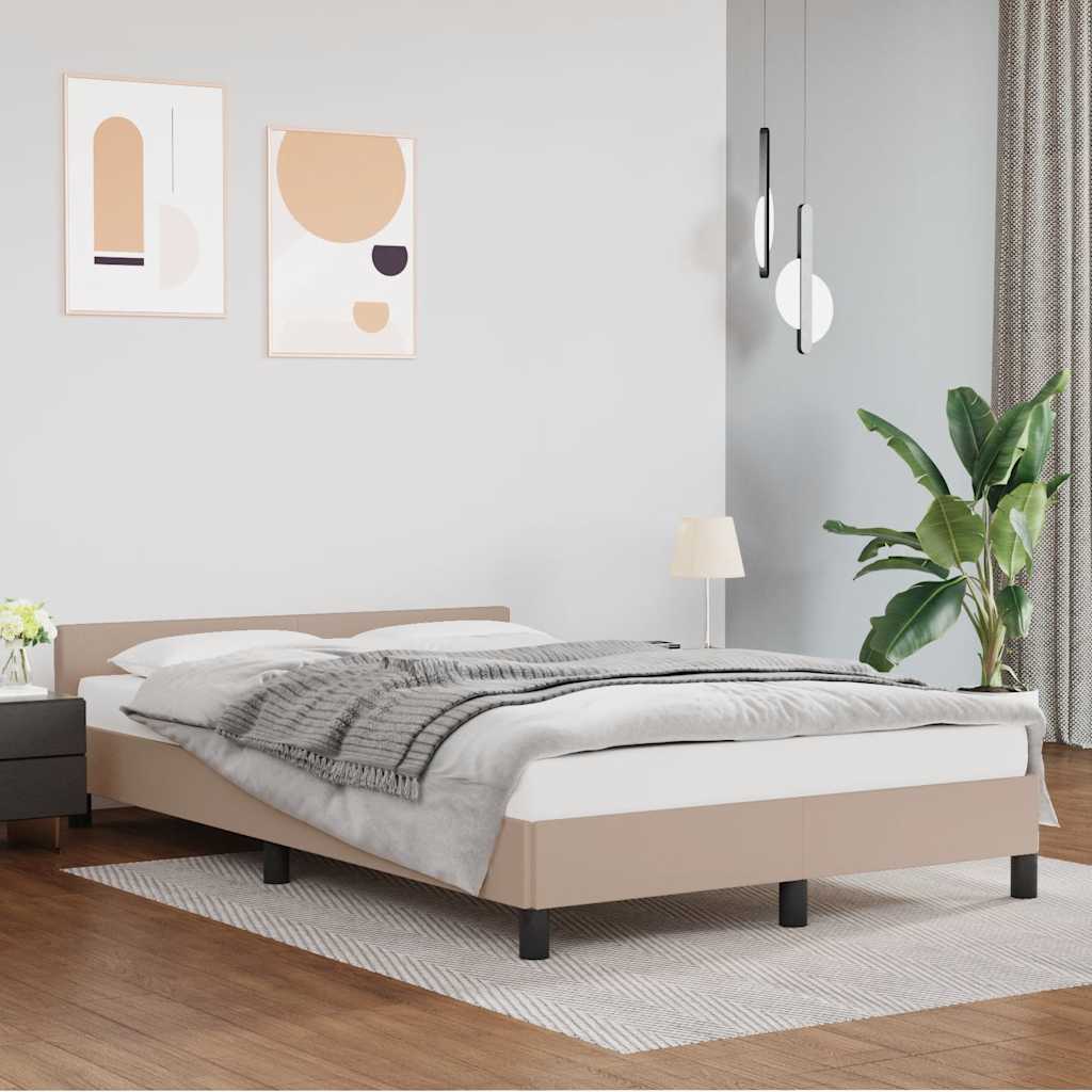 Estrutura cama c/ cabeceira sem colchão 140x200 cm cappuccino