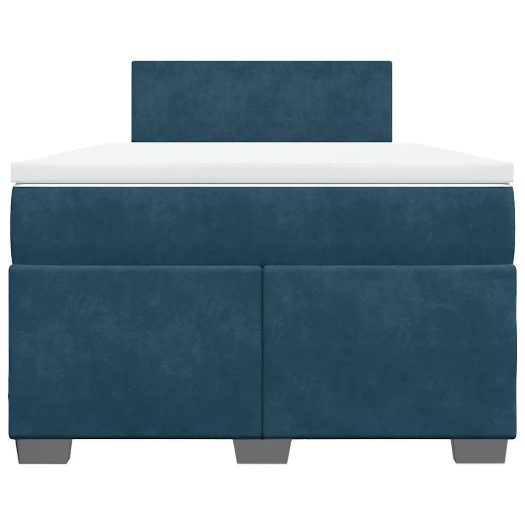 Cama boxspring com colchão 120x200 cm veludo azul-escuro