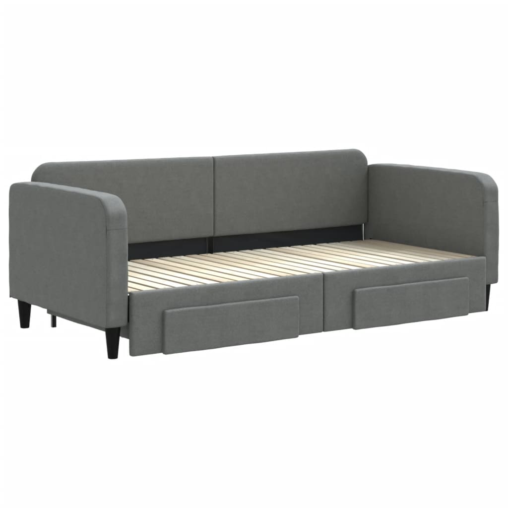 Sofá-cama c/ gavetão e gavetas 90x200 cm tecido cinzento-escuro