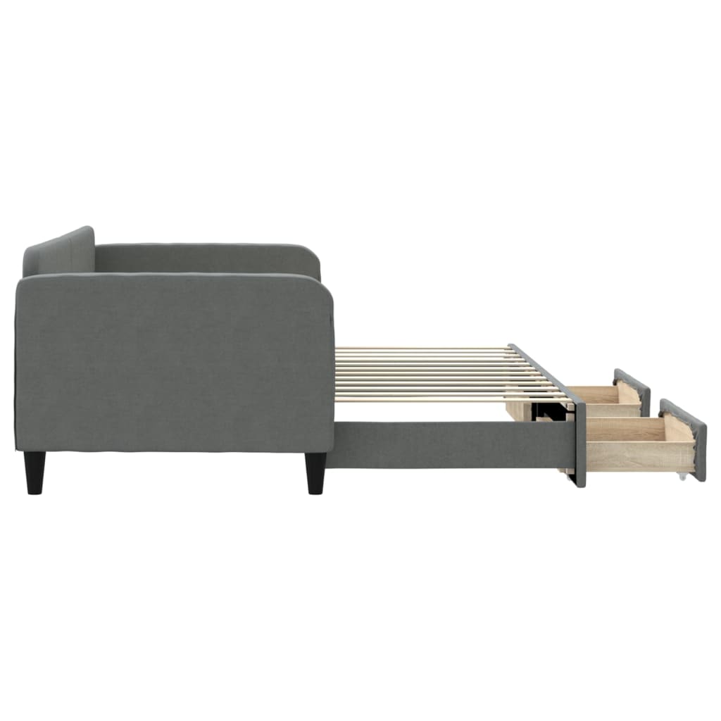 Sofá-cama c/ gavetão e gavetas 90x200 cm tecido cinzento-escuro