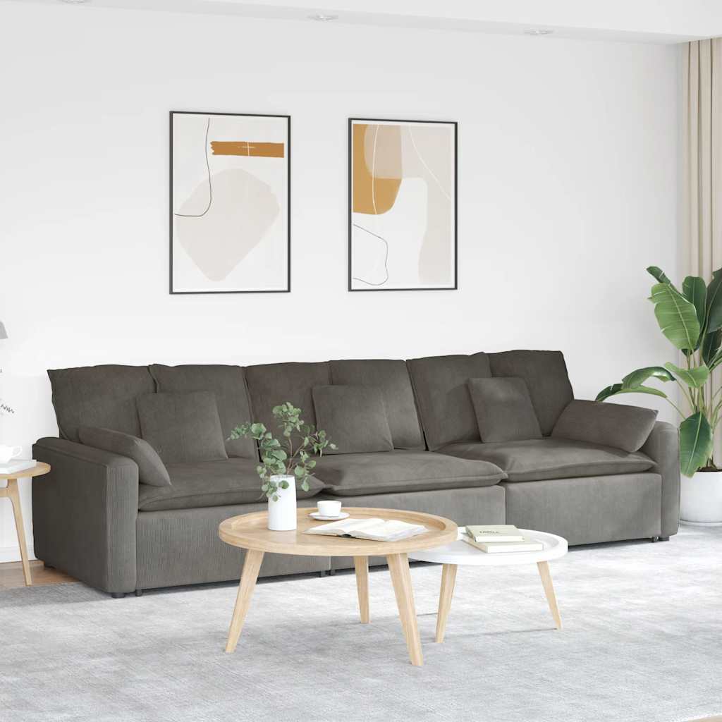 Sofá modular com almofadas cinzento-claro