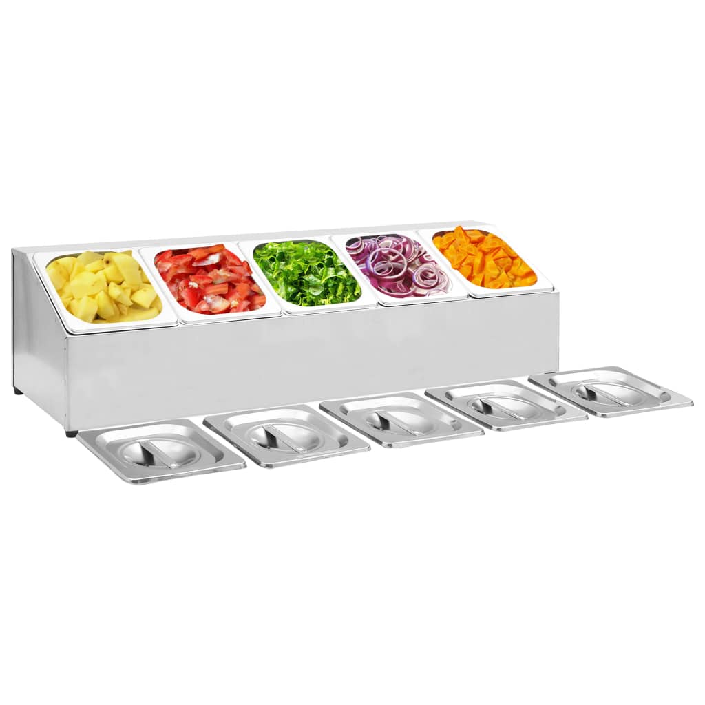 Suporte gastronorm c/ 5 recipientes gn 1/6 aço inoxidável