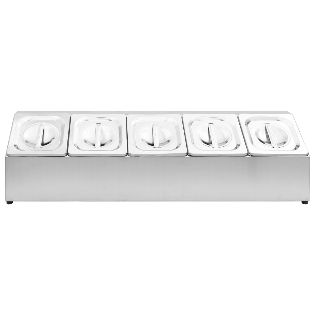 Suporte gastronorm c/ 5 recipientes gn 1/6 aço inoxidável
