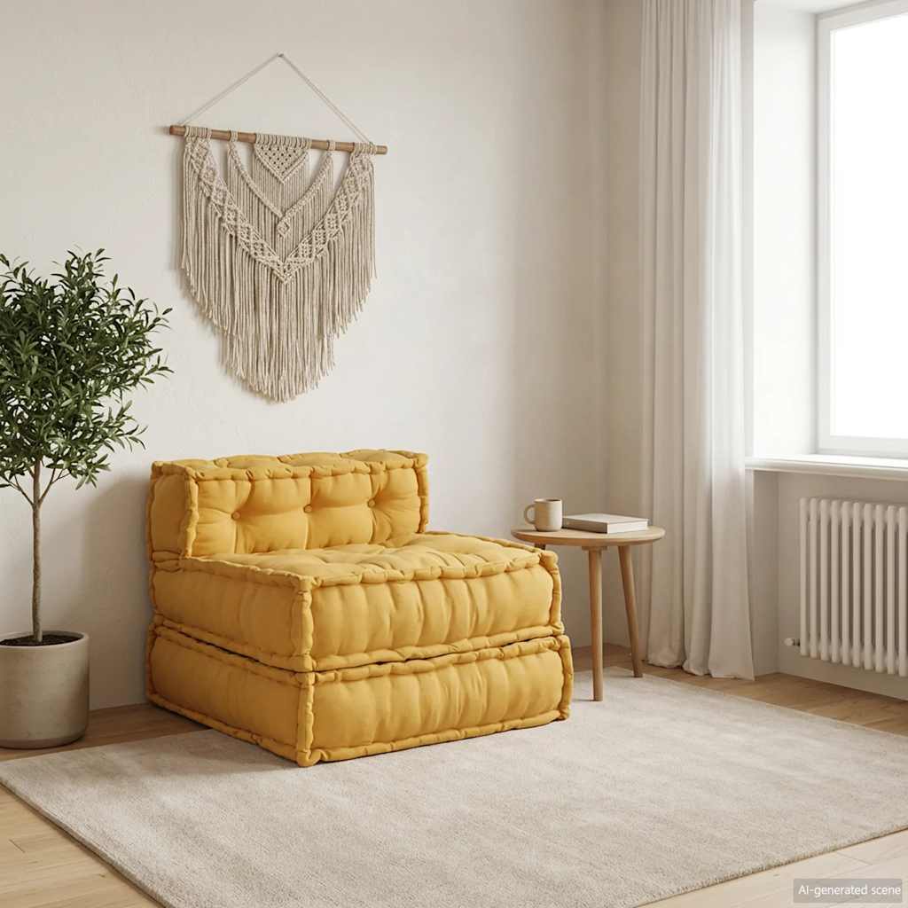 Sofá modular amarelo 70x70x54 em tecido