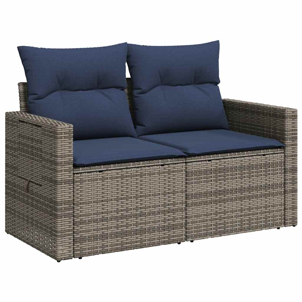 Conjunto de sofá de jardim com 7 peças e almofadas em rattan sintético cinza