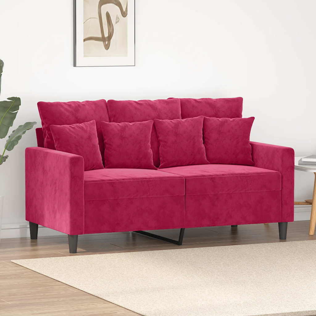 Sofá de 2 lugares veludo 120 cm vermelho tinto