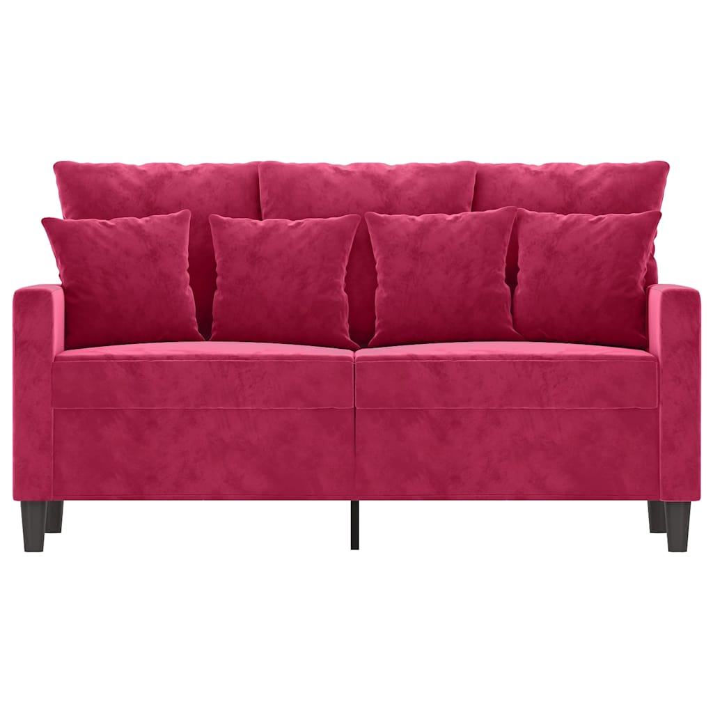 Sofá de 2 lugares veludo 120 cm vermelho tinto