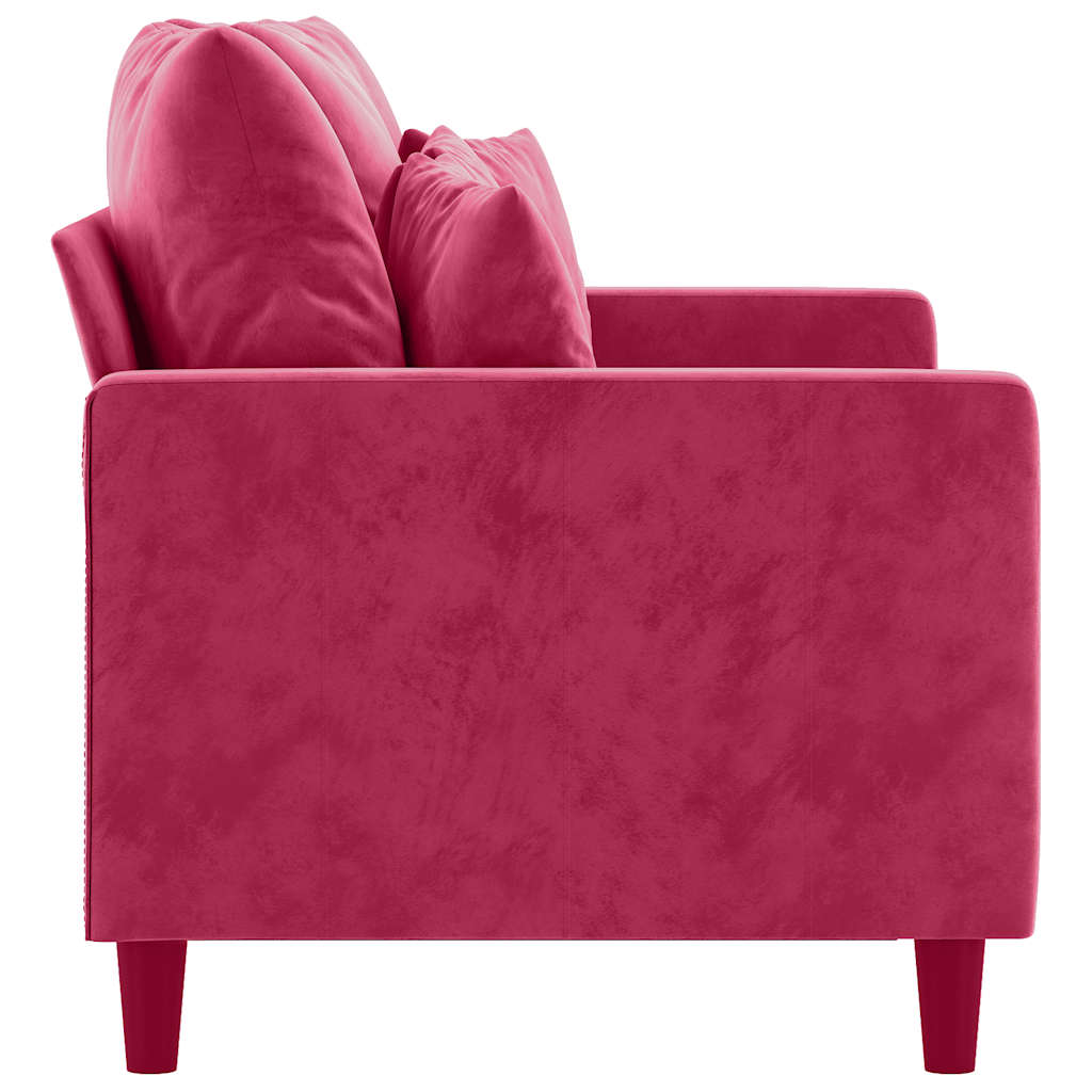 Sofá de 2 lugares veludo 120 cm vermelho tinto