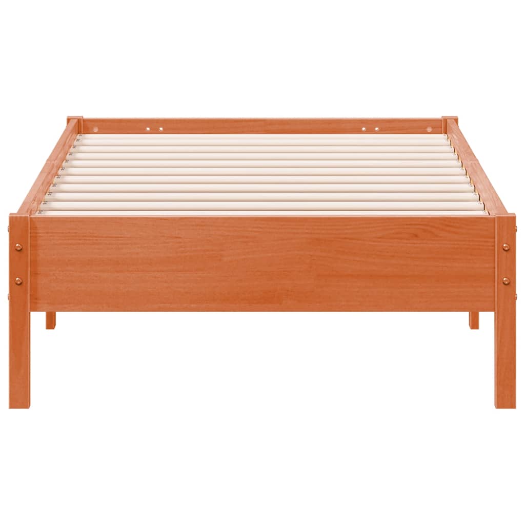 Cama sem colchão 75x190 cm madeira de pinho maciça castanho-mel