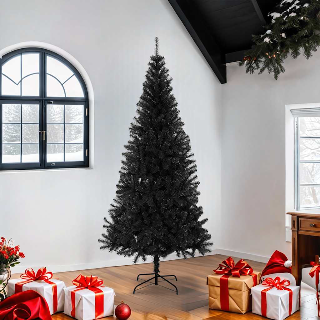Árvore de natal artificial com suporte 180 cm PVC preto