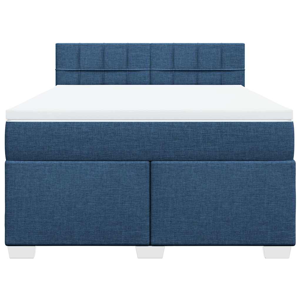 Cama com molas/colchão 140x190 cm tecido azul