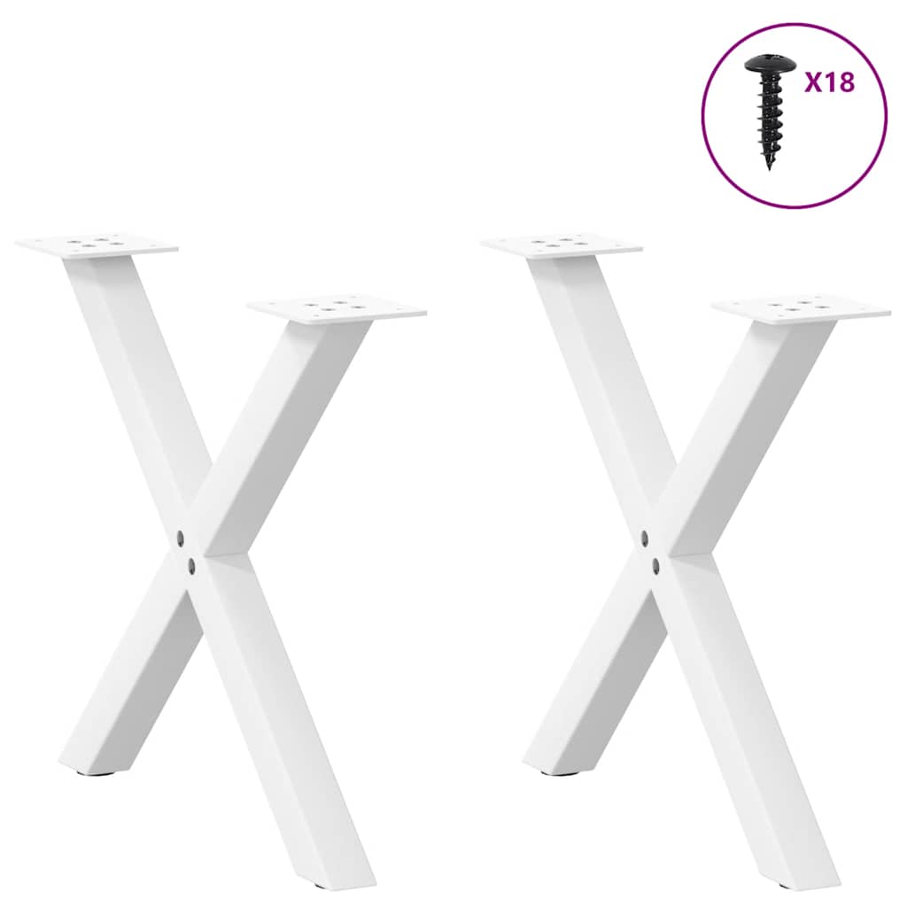 Pés para mesa de centro em formato de x, 2 peças, branco, 60x (42-43) cm, aço