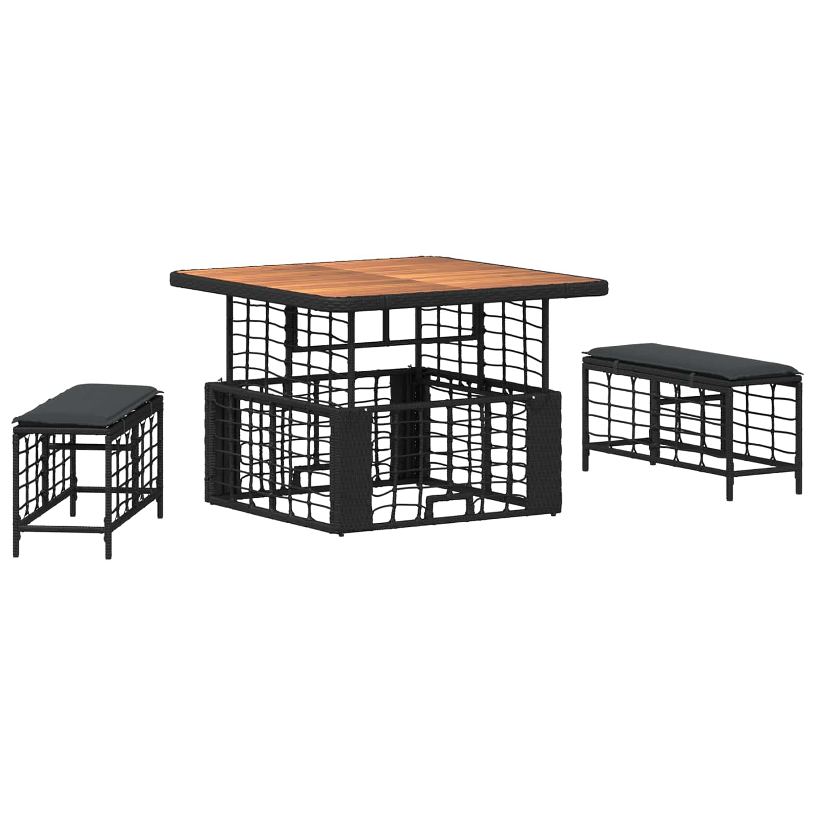 Conjunto de jantar para jardim 3 unid. preto e cinza