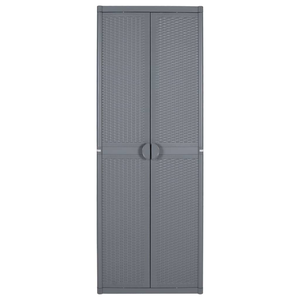 Armário de arrumação para jardim 65x45x172 cm vime PP cinzento