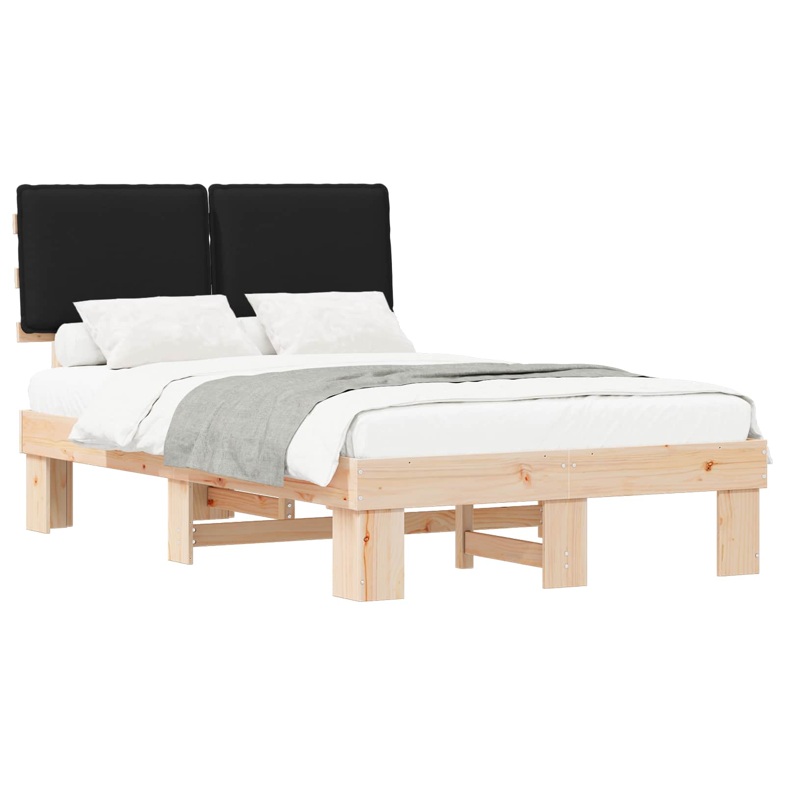Estrutura de cama com cabeceira estofada preto 120 x 190 cm