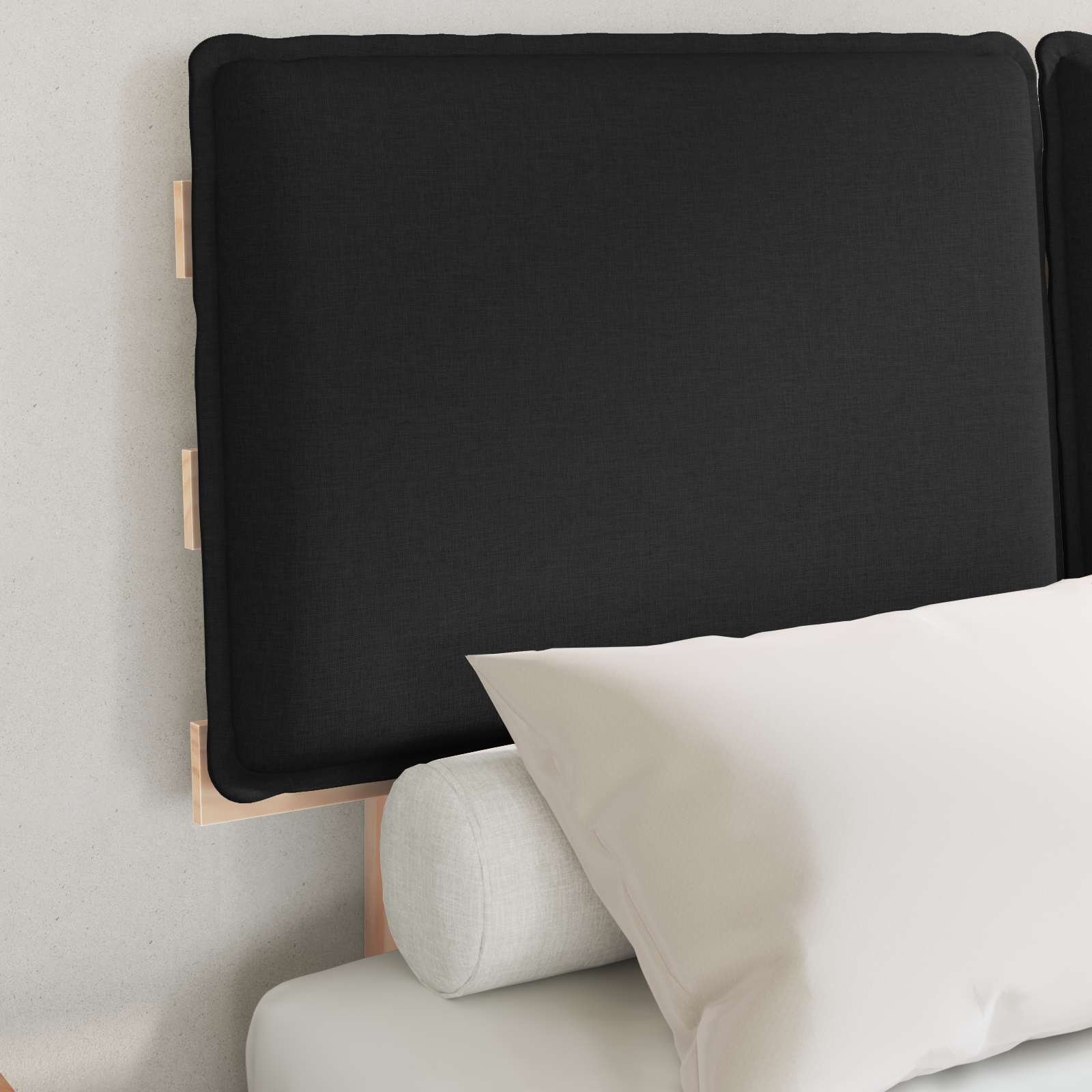 Estrutura de cama com cabeceira estofada preto 120 x 190 cm