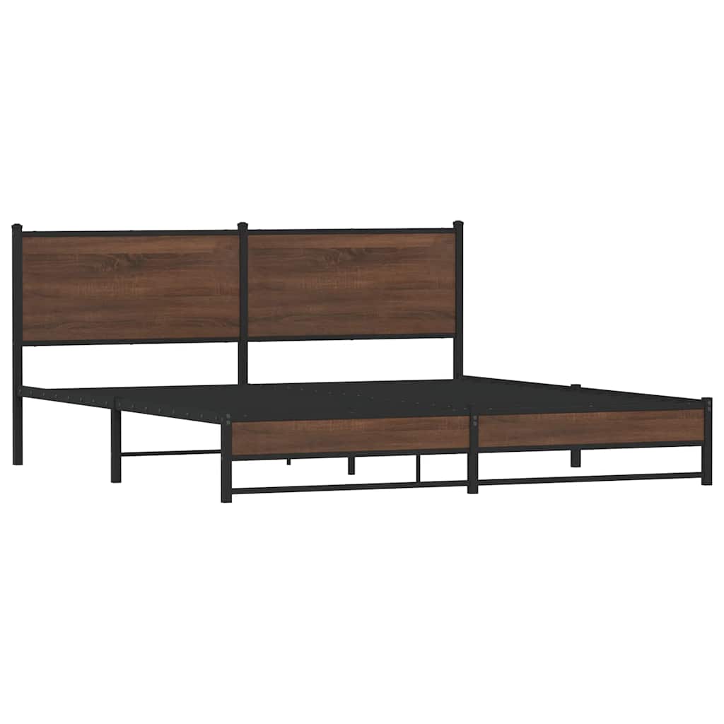 Estrutura cama sem colchão 180x200 cm metal carvalho castanho