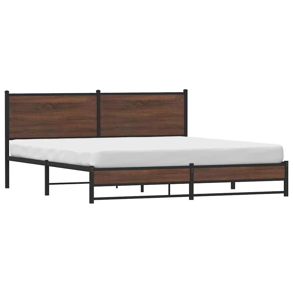 Estrutura cama sem colchão 180x200 cm metal carvalho castanho