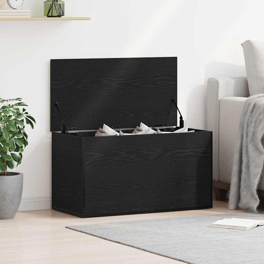 Caixa de armazenamento carvalho preto 84 x 42 x 46 cm
