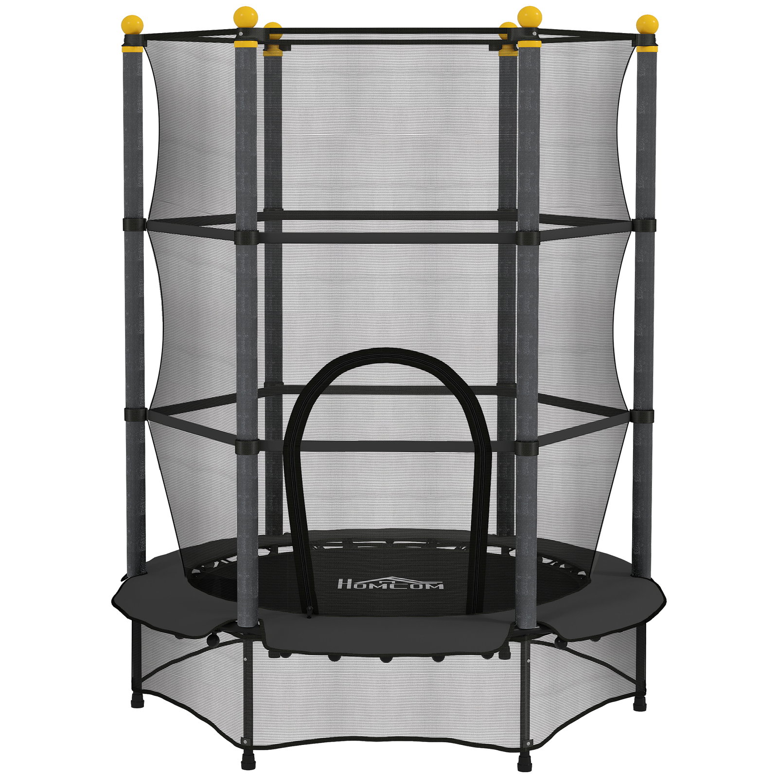 Trampolim para crianças com rede de segurança e estrutura de aço para interiores e exteriores carga 50kg ø140x190 cm preto