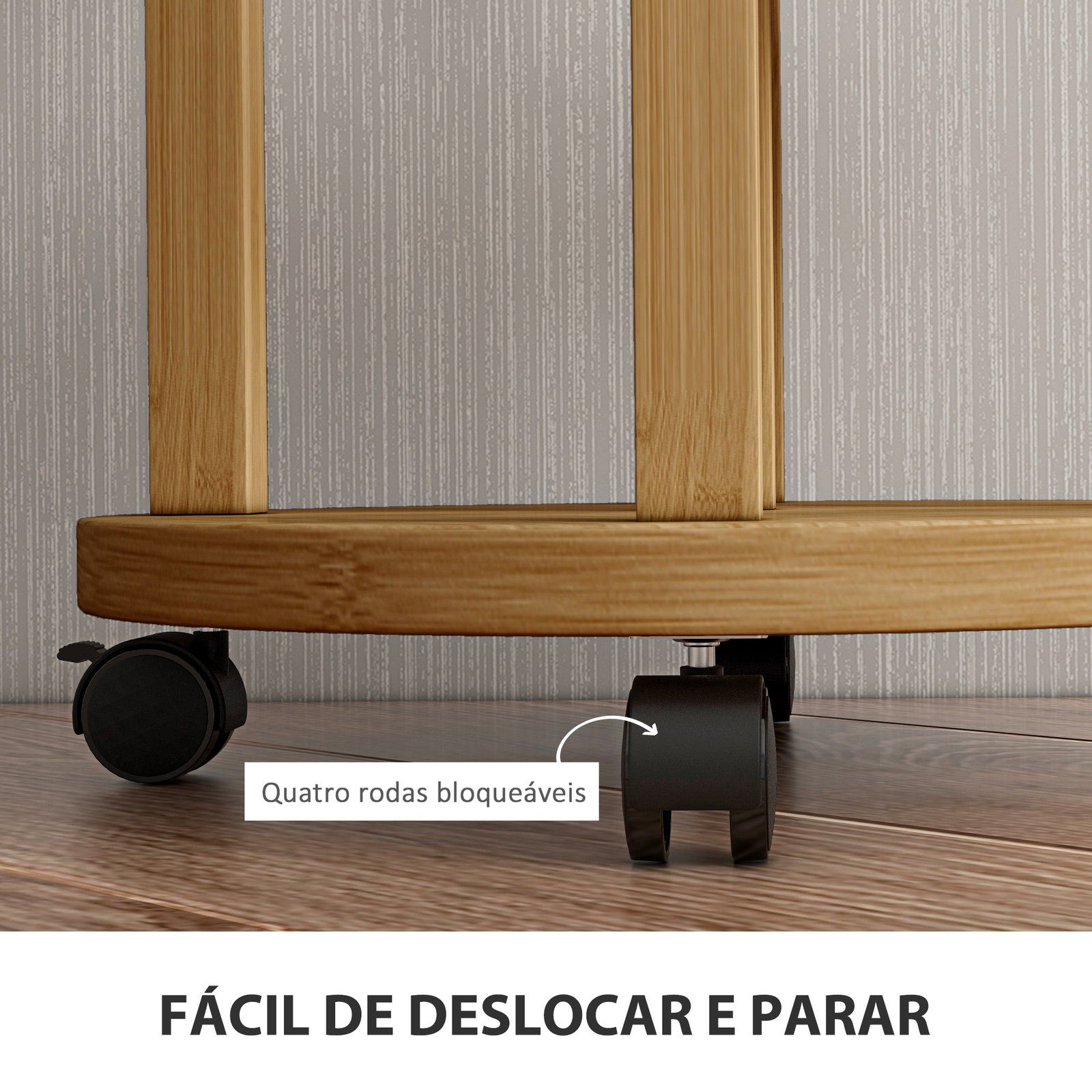 Suporte para plantas em bambu com rodas de 5 níveis estante redonda para plantas para cantos 33x33x90 cm madeira