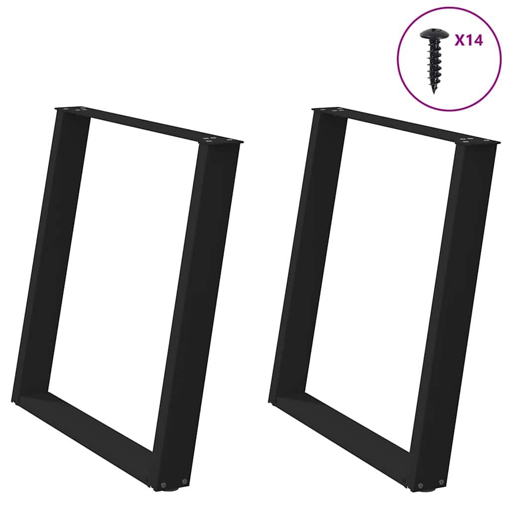 Pés de mesa de jantar em forma de u, 2 peças, preto, 80x (72-73) cm, aço