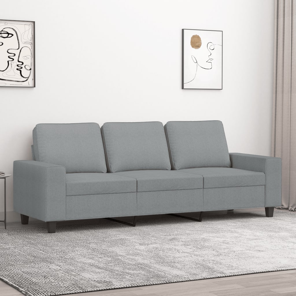 Sofá de 3 lugares 180 cm tecido cinza-claro