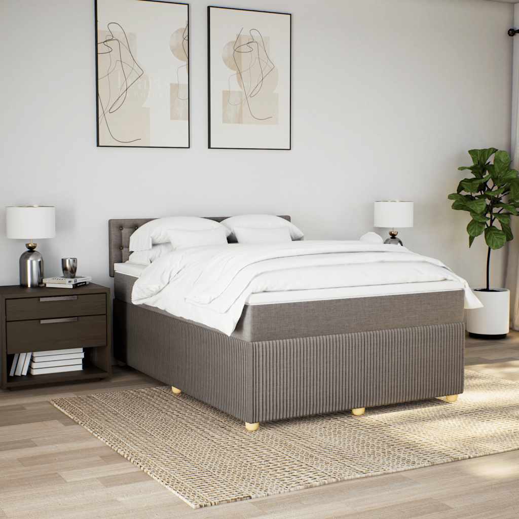 Cama com molas/colchão 140x200 cm tecido castanho-acinzentado