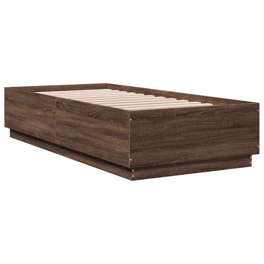 Estrutura de cama 90x200 cm derivados madeira carvalho castanho