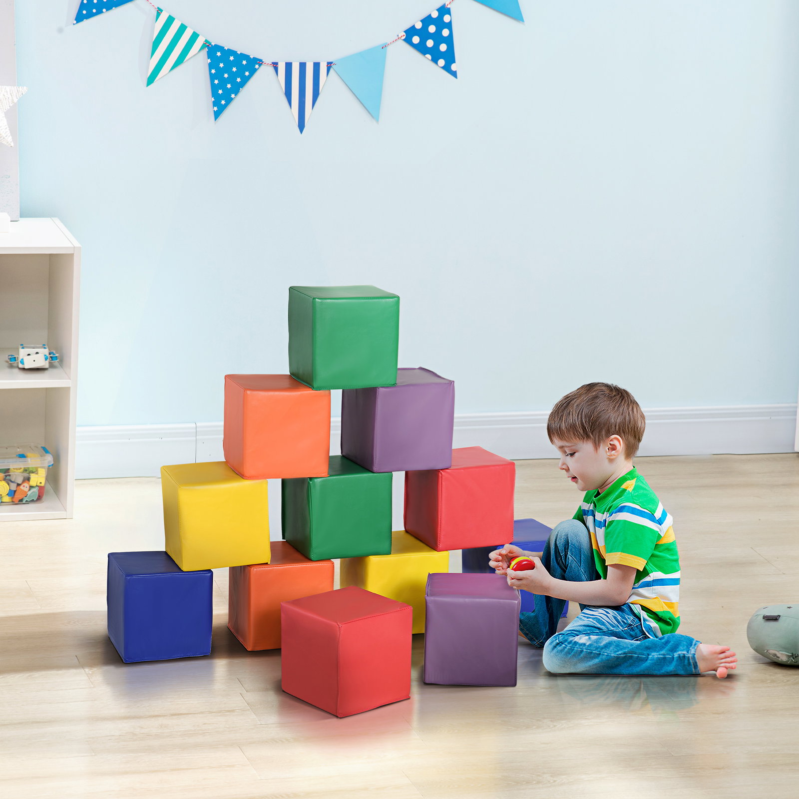 Conjunto de 12 blocos psicomotricidade para crianças blocos de construção brinquedo para aprendizagem multicor