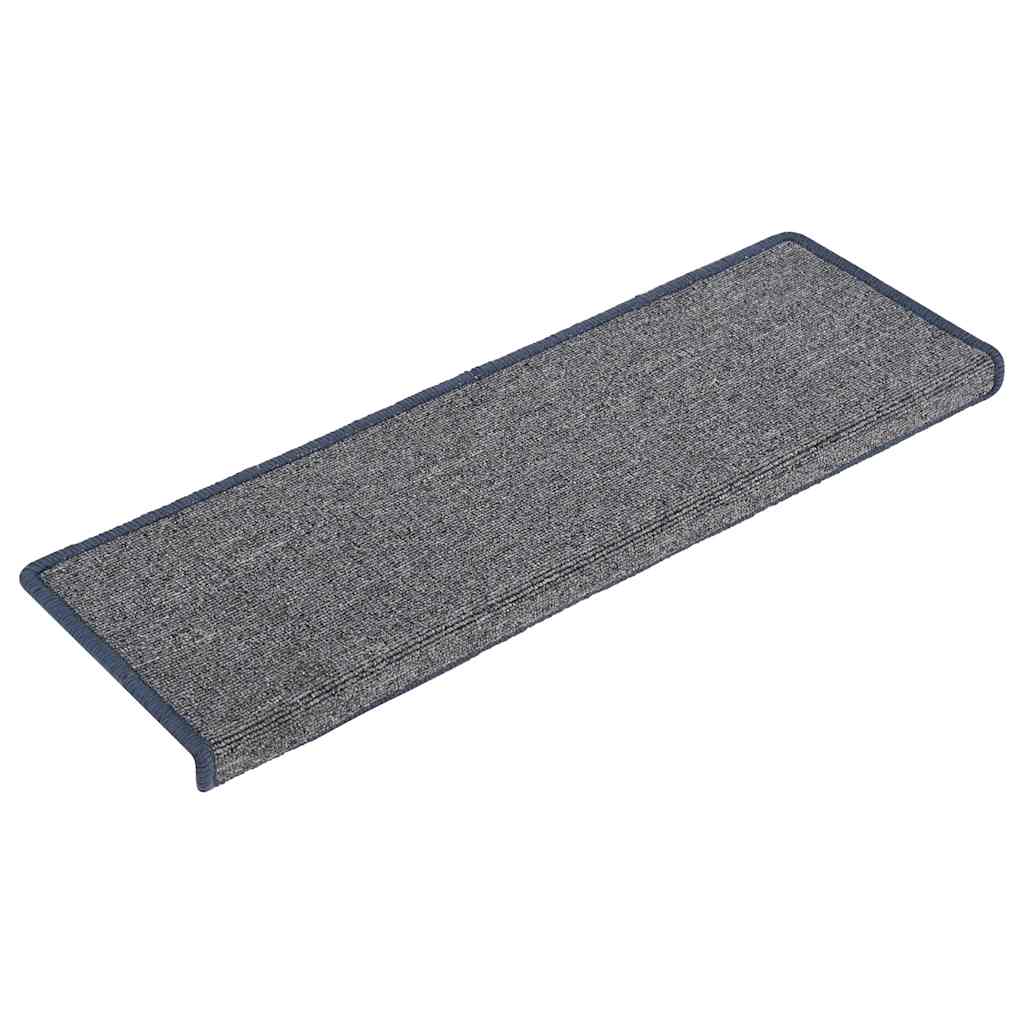 Tapetes de escada 30 peças 65x21x4 cm cinza claro e azul com borda retangular