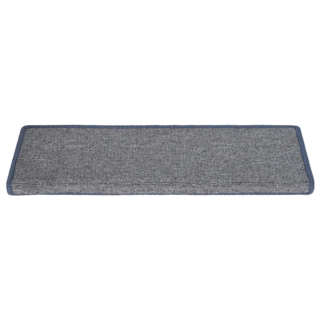 Tapetes de escada 30 peças 65x21x4 cm cinza claro e azul com borda retangular