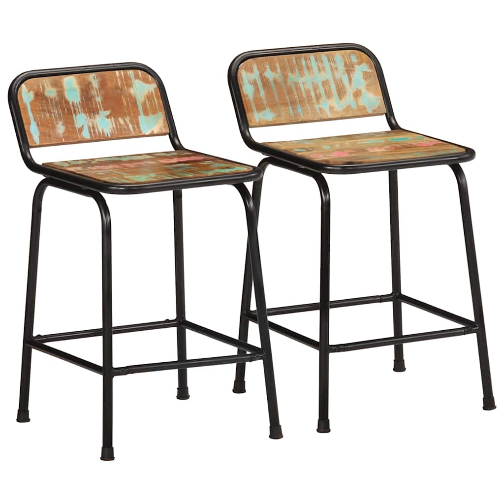 Bancos de bar 2 pcs 46x35,5x70 cm madeira maciça recuperada