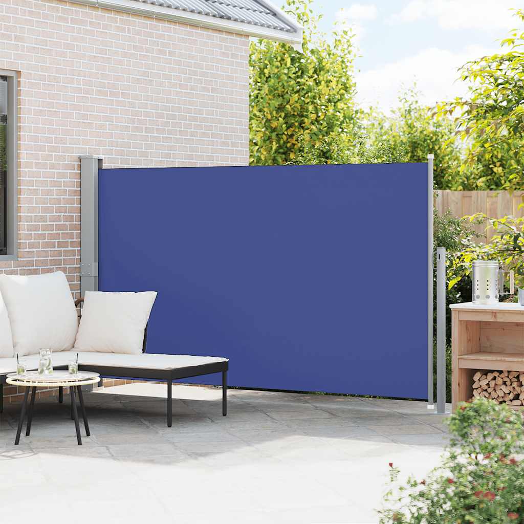 Toldo lateral retrátil para pátio 170x300 cm azul