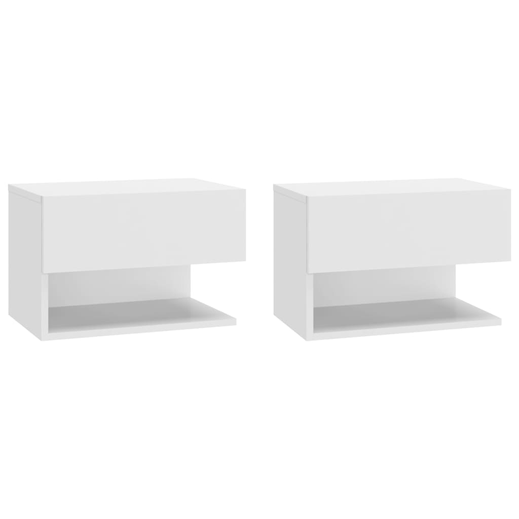 Mesas de cabeceira montagem na parede 2 pcs branco