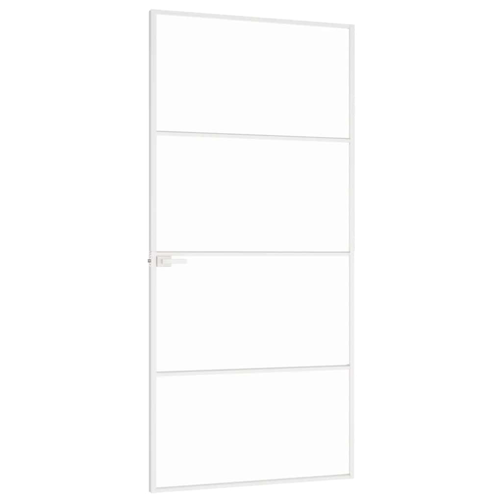 Porta interior 93x201,5 cm vidro temperado/alumínio fino branco