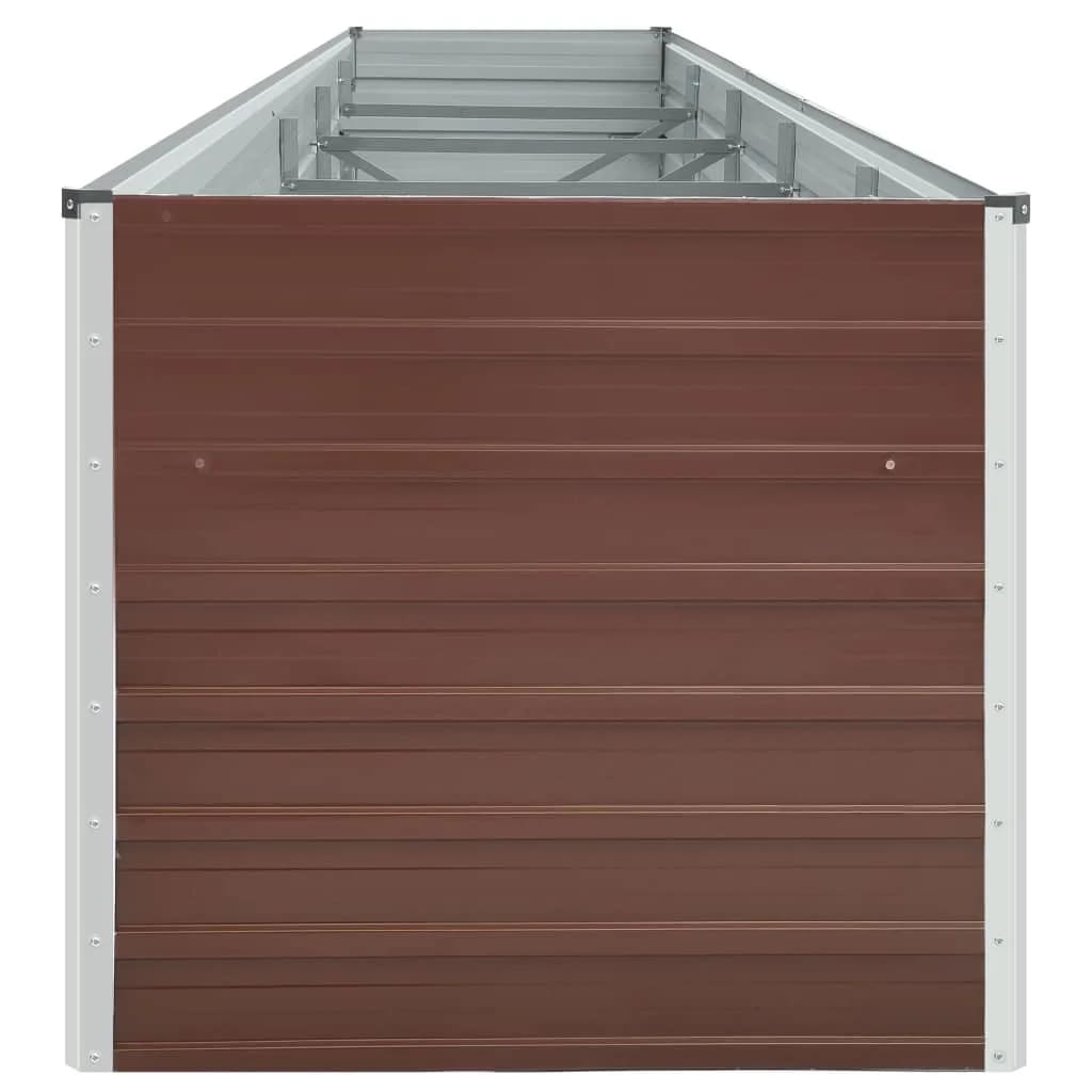 Canteiro elevado jardim aço galvanizado 400x80x45 cm castanho