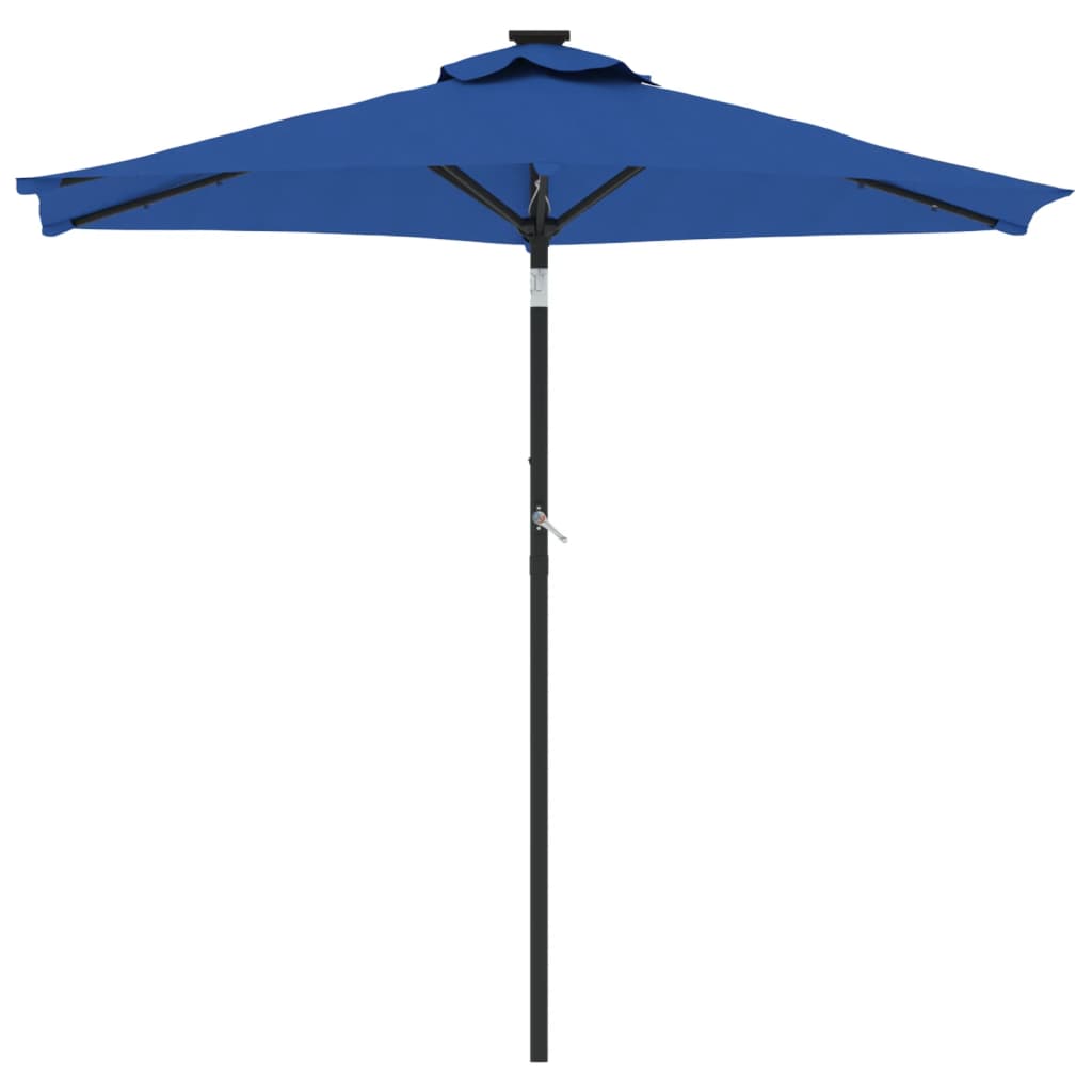 Guarda-sol jardim c/leds e poste aço 225x225x212 cm azul-ciano