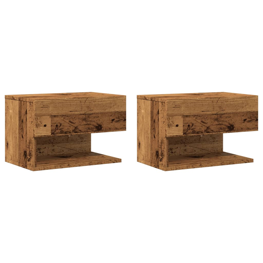 Mesas de cabeceira de parede 2 pcs madeira velha