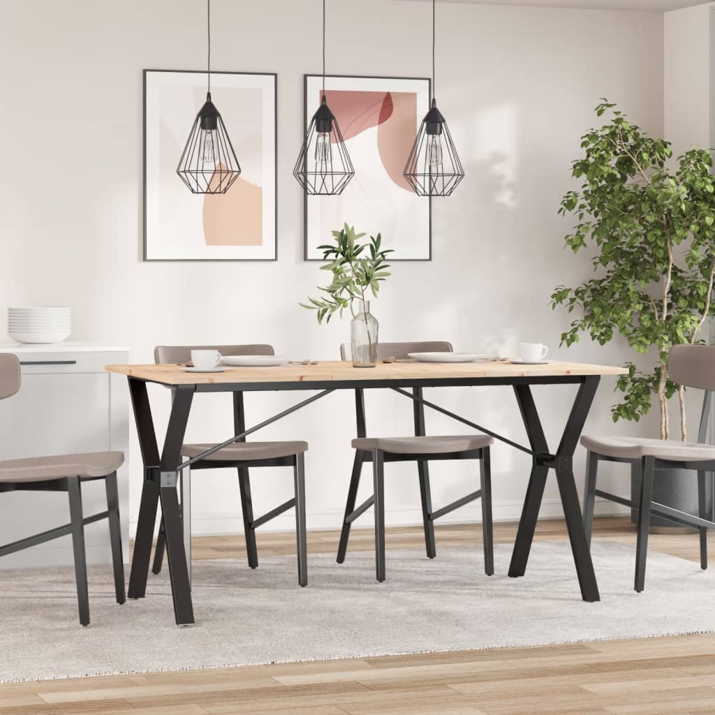 Mesa de jantar estrutura em y 160x80x75cm pinho e aço