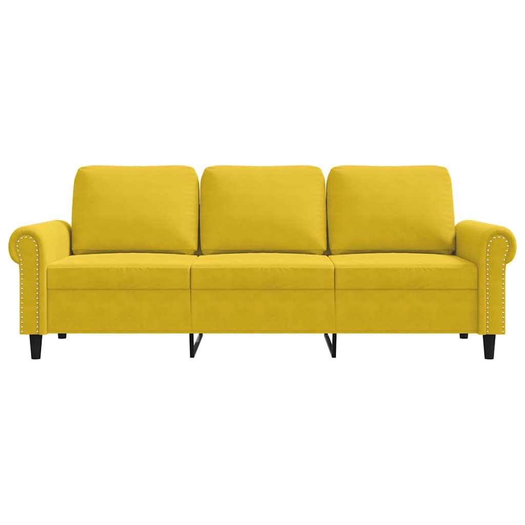 Sofá de 3 lugares 180 cm veludo amarelo