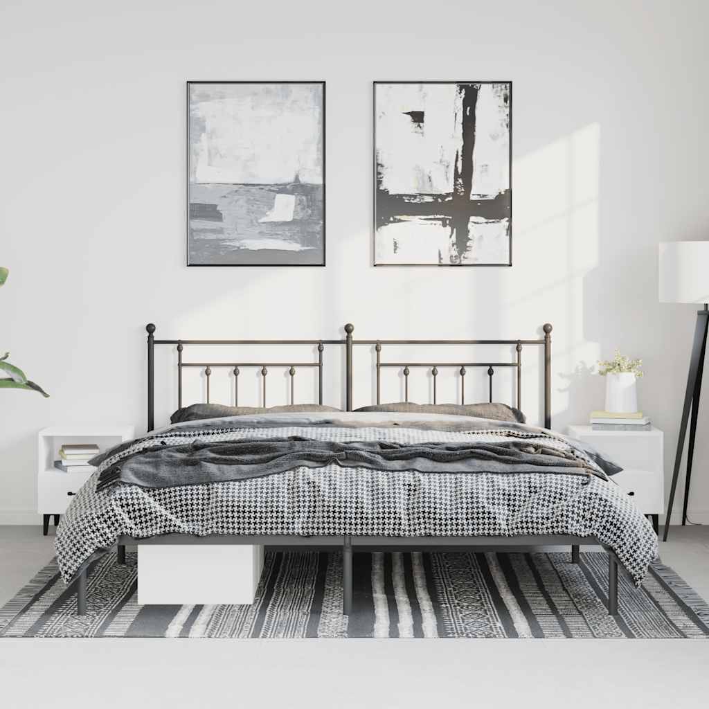 Estrutura de cama com cabeceira 193x203 cm metal preto