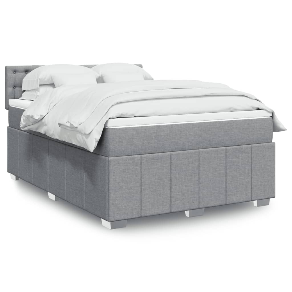 Cama com molas/colchão 140x190 cm tecido cinzento-claro