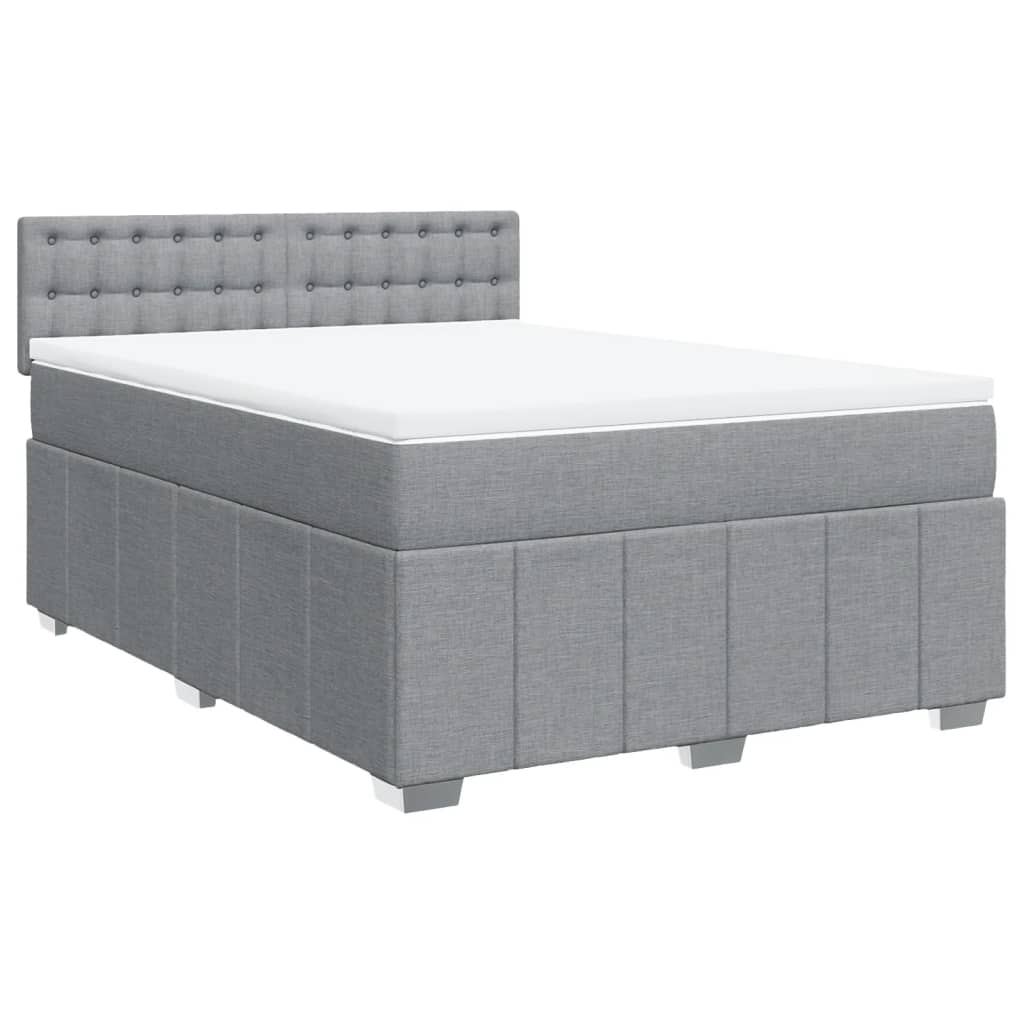 Cama com molas/colchão 140x190 cm tecido cinzento-claro